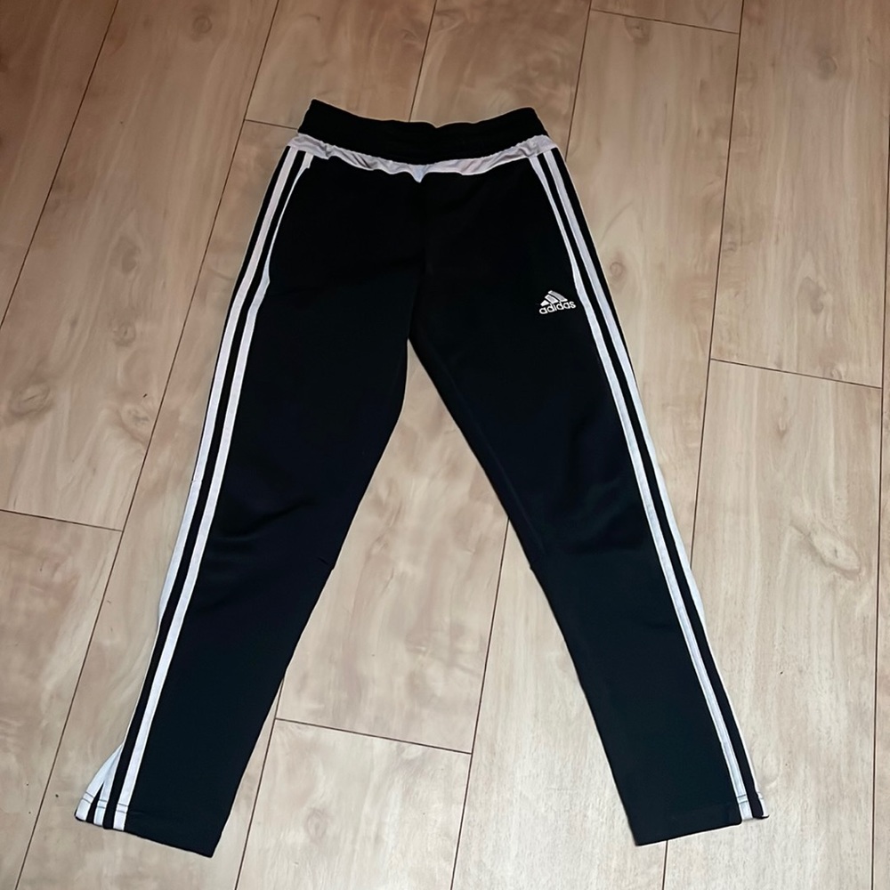 Youth small Adidas Climacool Pants 3 Stripe Black White Stripes EUC!